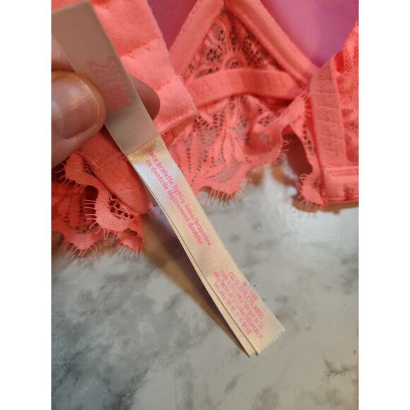 PINK Victoria's Secret Floral Lace Adjustable Halter Strap‎ Bralette Bra Size M - Picture 6 of 6